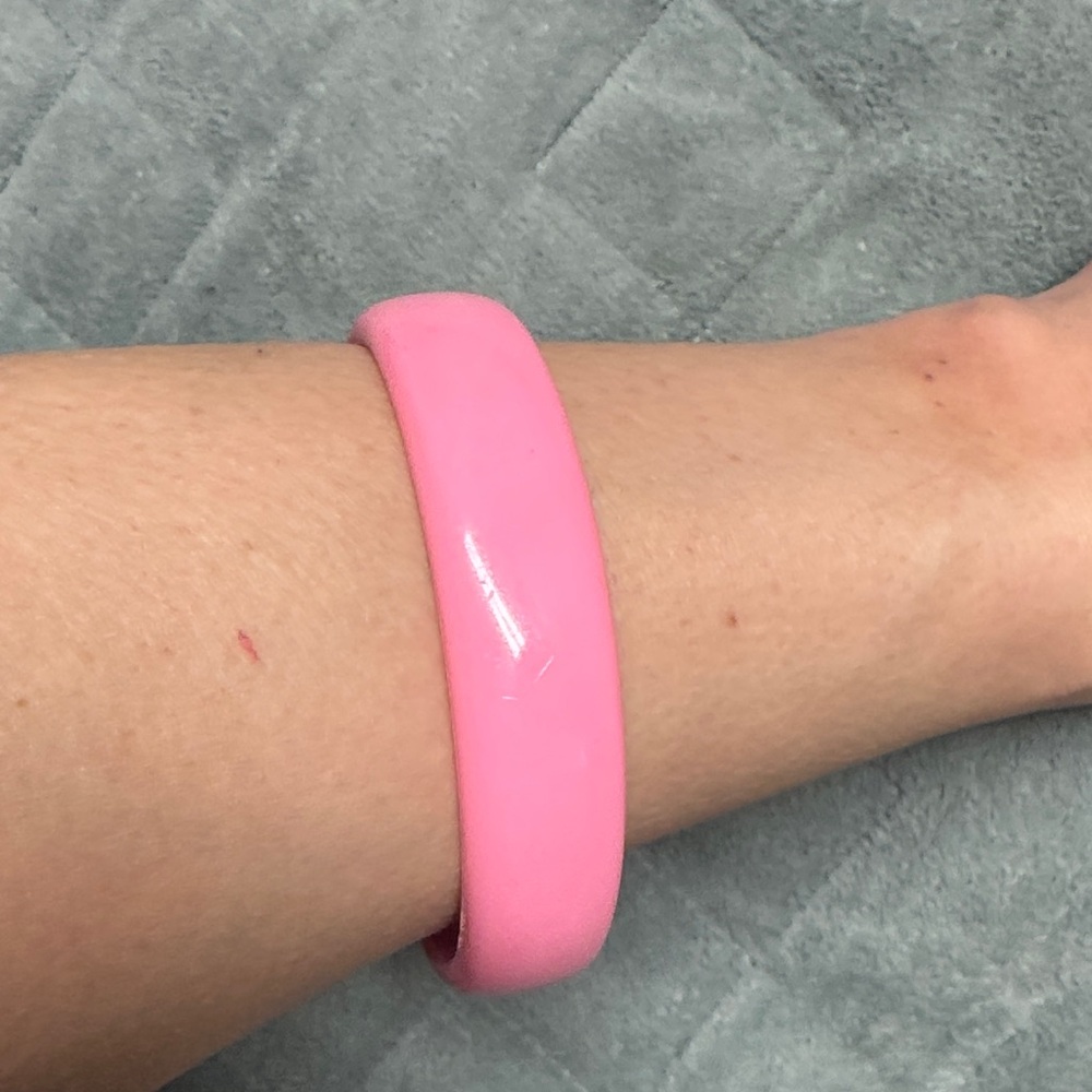 Vintage Plastic Bangle Bracelet, Bubble Gum Pink, Retro, Boho